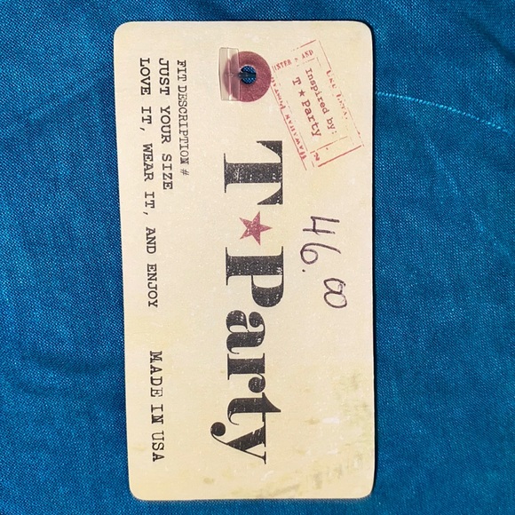 Teal country tank with fringe, size Large - Picture 4 of 6